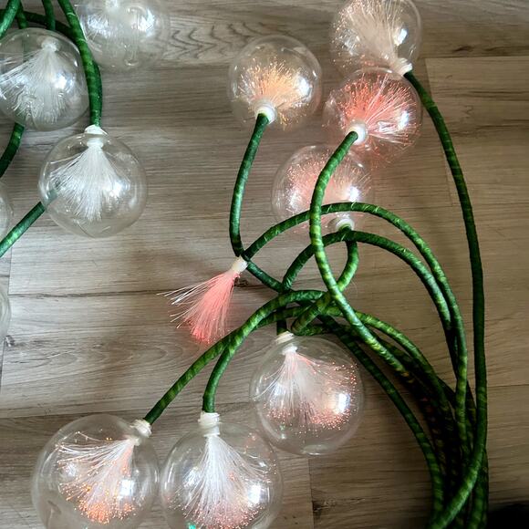 VTG FiberOptic 8 Lead Ball Christmas Tree Wired Ornaments Enchanted Forest 2 Set - Picture 12 of 12